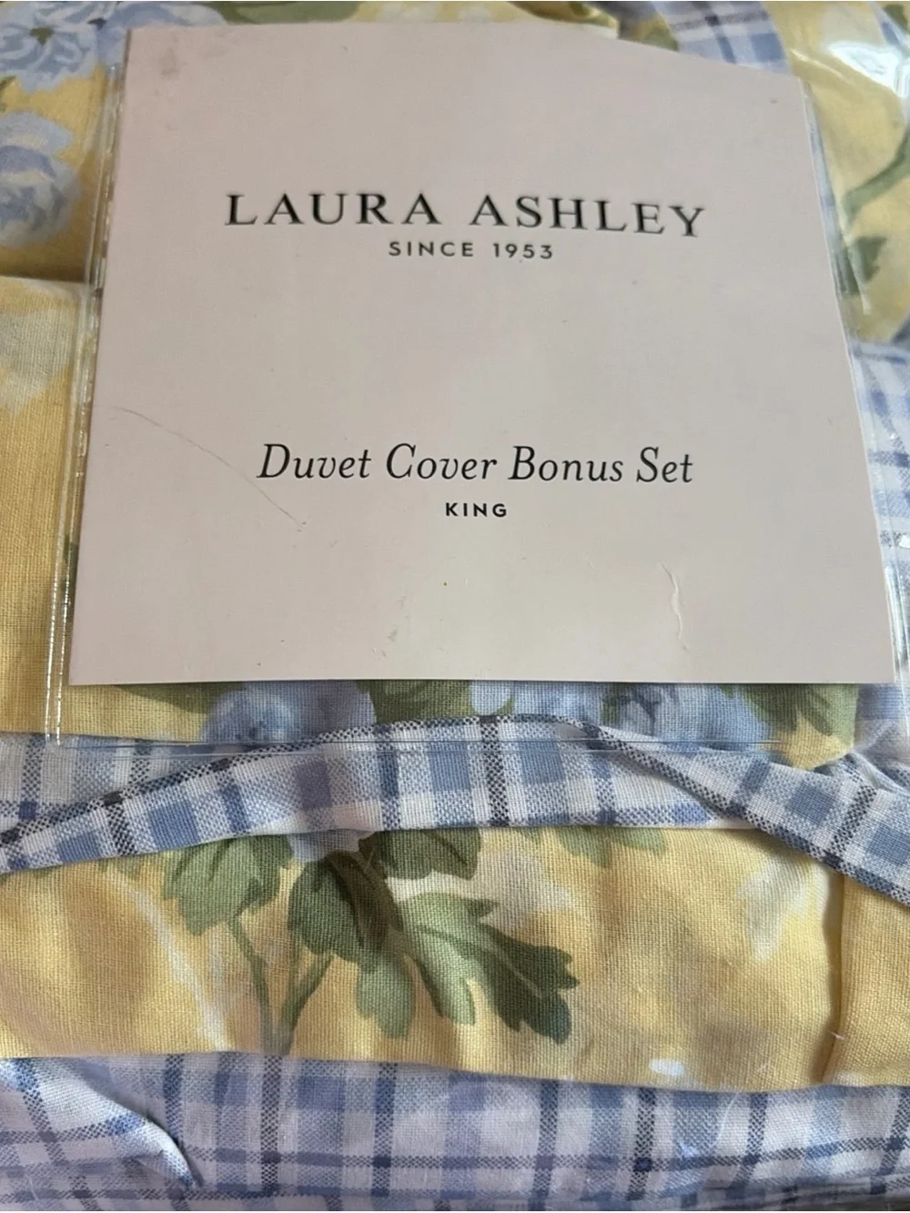 NWOT Laura Ashley Cassidy Yellow & Blue Floral KING Duvet Cover 7P Bonus Set